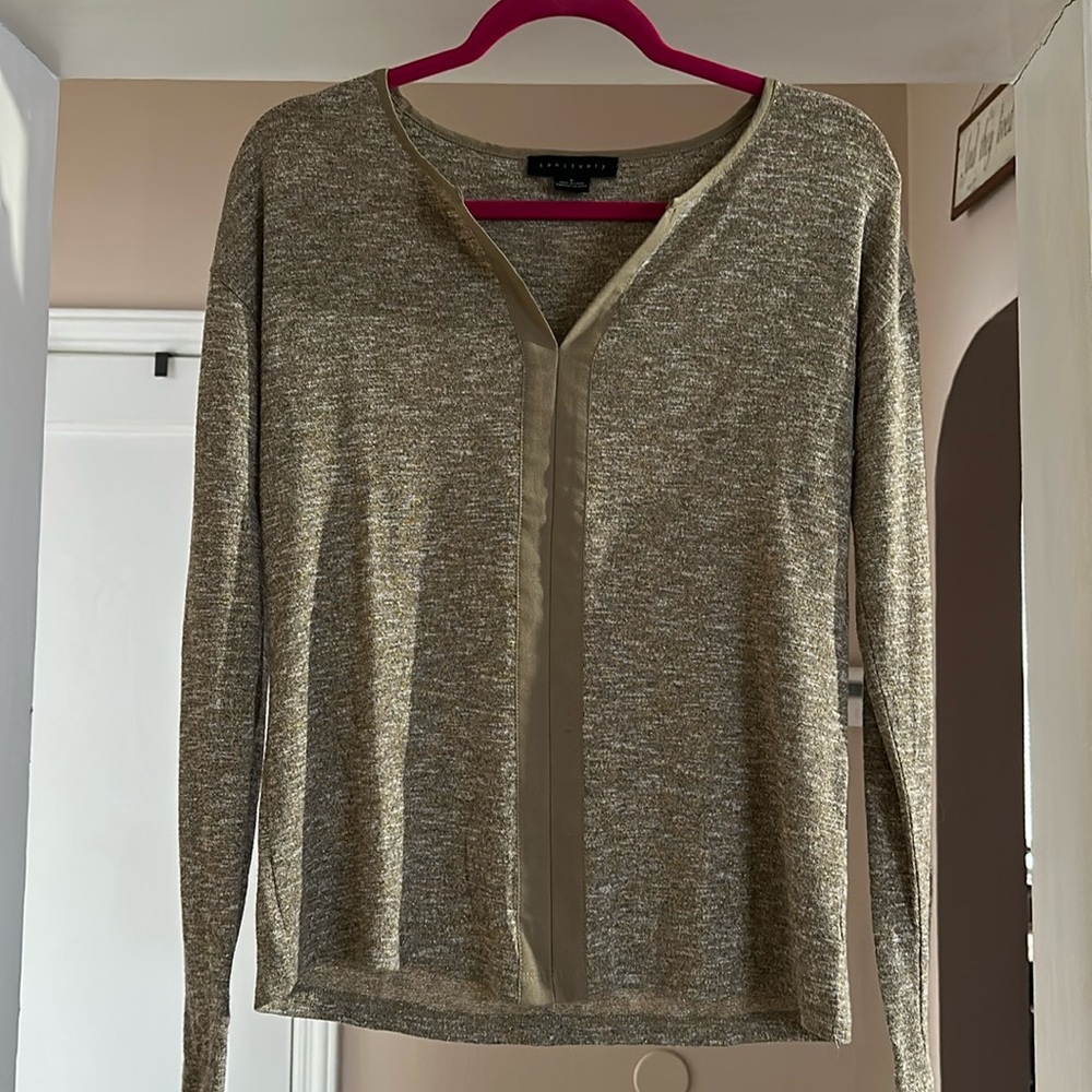 Sanctuary Gold/Beige Long Sleeve Notch Neck Top